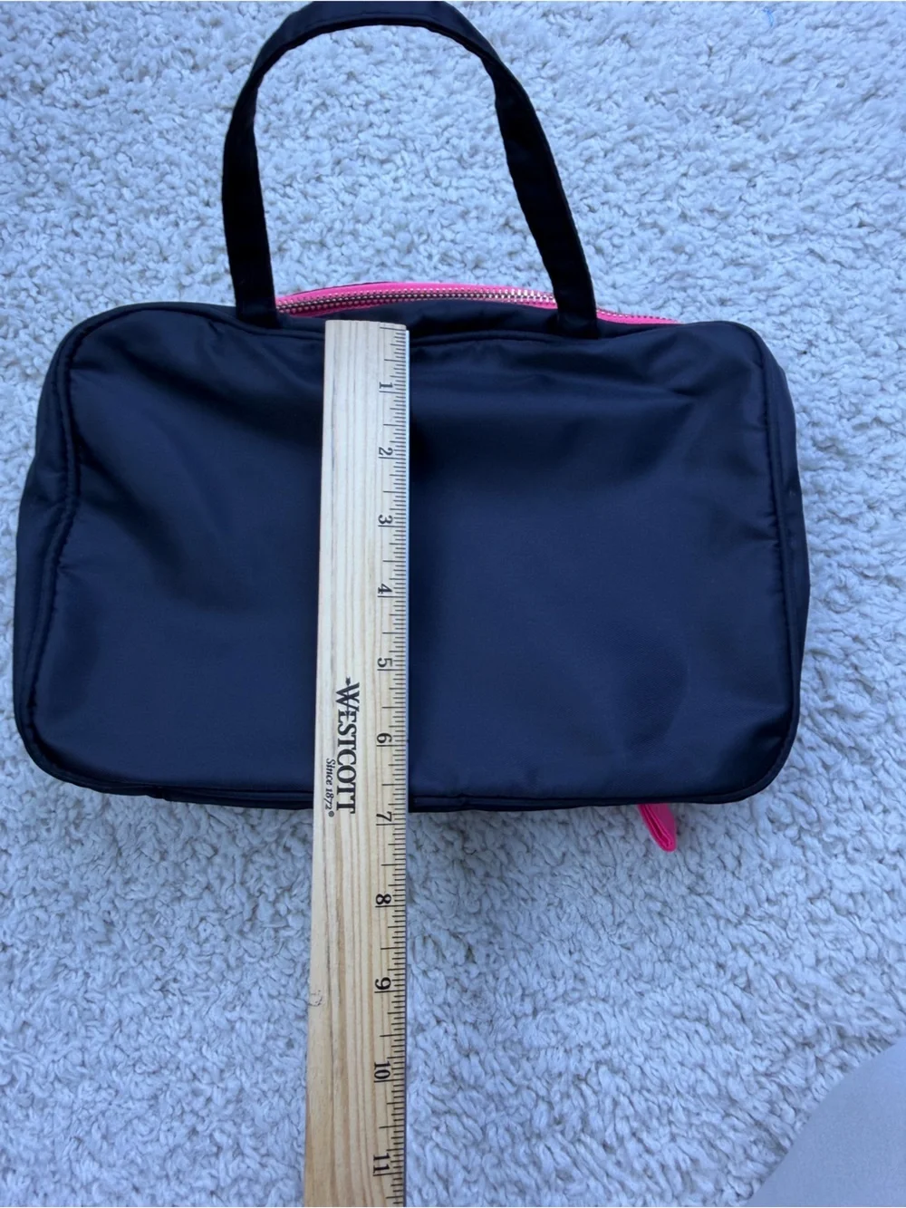 Victoria's Secret Black Travel Cosmetic Bag with Pink Stitching